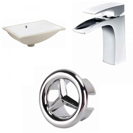 20.75 W Rectangle Undermount Sink Set In White, Chrome Hardware